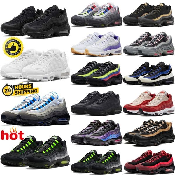 2026 Running Shoes for Mens 95 OG 95s 95OG Trainers Triple Black Recraft Cork Greedy Dark Smoke Grey Light Charcoal Midnight Navy Mens Women