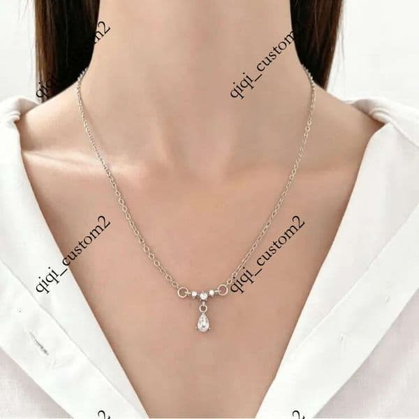 Trendsetting Mystery Sapphires Sparkling Crystals Stylish Unisex Water Droplet Necklace