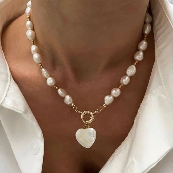 Elegant Irregular Pearl Multi-layer Necklace Heart Pendant Choker Necklace For Girls Jewelry Trend Vacation Wedding Gifts X0286 260611