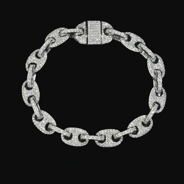 designer Pass Dia Tester VVS Ice Out Moissanite Coffee Beans Cuban k Chain 8mm Bracelet Sier Fine Jewelry for Man Woman