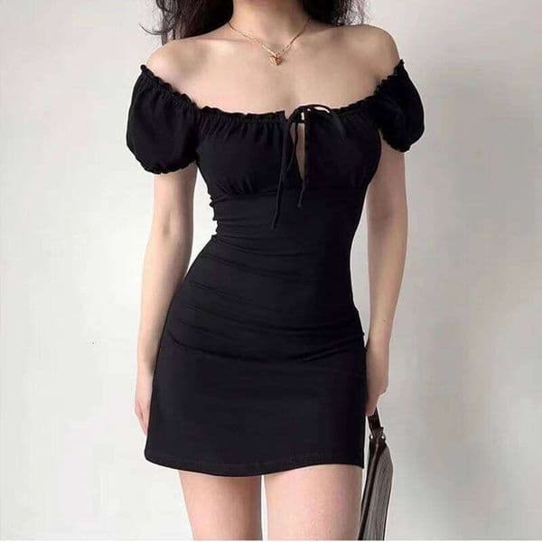 Summer Sexy Mini Women Short Sleeved Lace up Hollow Casual Backless Folds Bodycon Black Dress Party Elegant A-LINE Dresses J260615