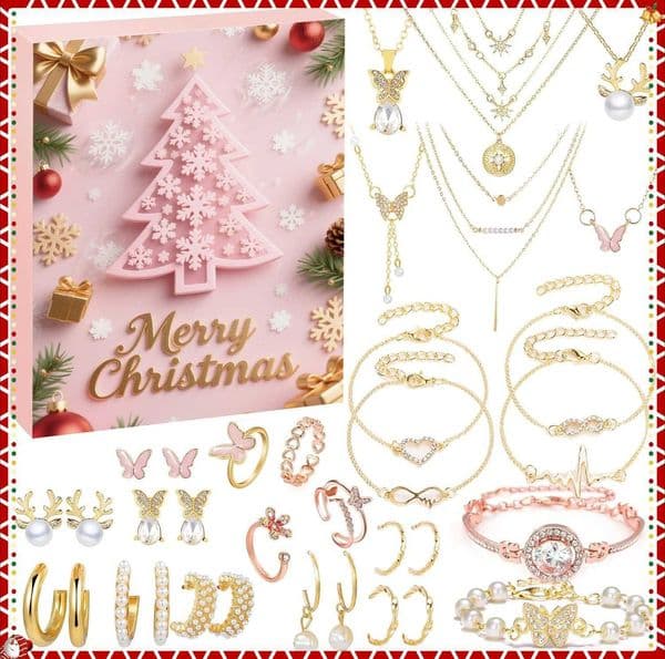 Christmas Advent Calendar 24 Days Countdown Necklace Bracelet Blind Box Christmas Decoration New Year Surprise Gift Blind Box L2606124IY0
