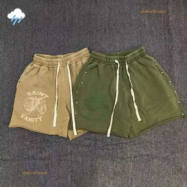 25Ss High Street Rivet Functional Shorts Men Women Casual Green Gray Apricot Blue Jogger Drawstring Breeches