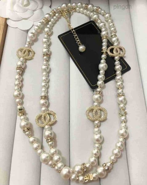 Necklace Classic Diamond Pendant Designer High Quality Pearl Sweater Chain Women Necklace Wedding Jewelry Gift
