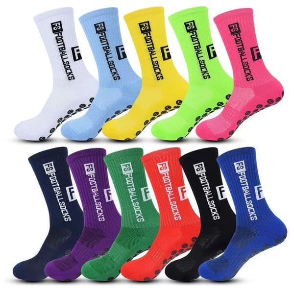 FS Anti-slip Grip Socks Soccer Football Sock Men Women Outdoor Sports Socks Thickened Sweat-Absorbent