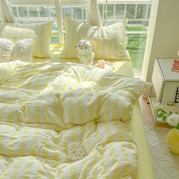 Two-Tone Fashion Skin-Friendly Quilt Cover Geometric Stripe Duvet Covers for Naked Sleep High Quality Breathable Home Textile D260615