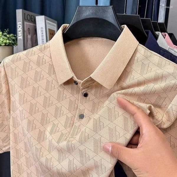 Men's Polos Luxury Brand Man Short-Sleeved Polo Shirt Button Lapel European American Style Spring T-Shirt Casual Fashion Wear