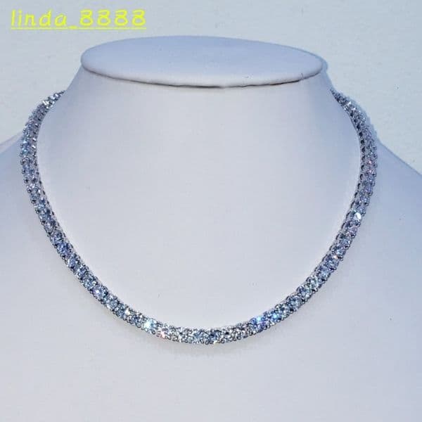 Custom Moissanite Chain Necklace 3mm 4mm 5mm White Gold Plated S925 D VVS Moissanite Tennis Chain