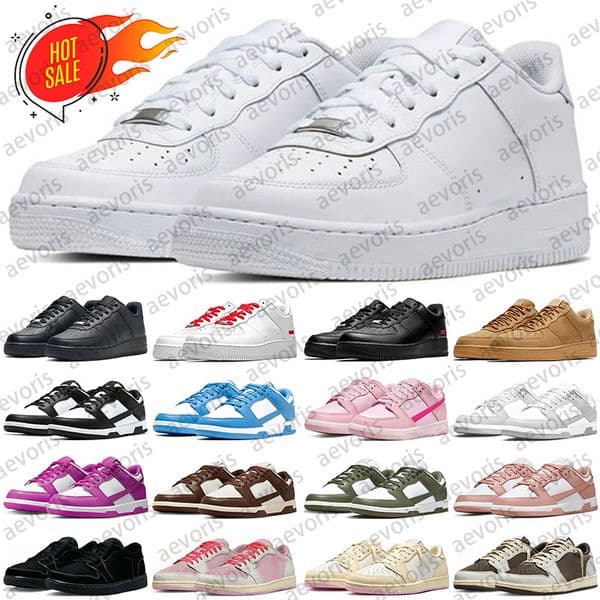 free shipping original box one designer sneakers running shoes mens trainers womens Triple White Black Grey af1force 1 outdoor size 36-47