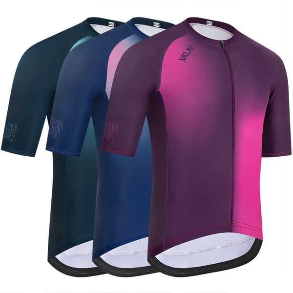 Bike Raudax Jersey Summer Cycling Top Bicycle Shirt Mountain Road Riding Clothing Short Sleeve Purple high elasticity jersey M260616