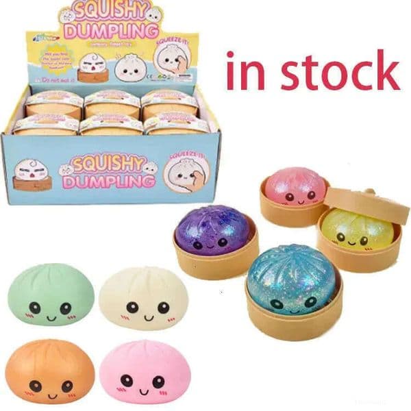 8 5Cm Food Steamer Giant Dumpling Squishies Glitter Mystery Box Colorful Stress Balls Fidget Sensory Squeeze TPR Taba Toy H615