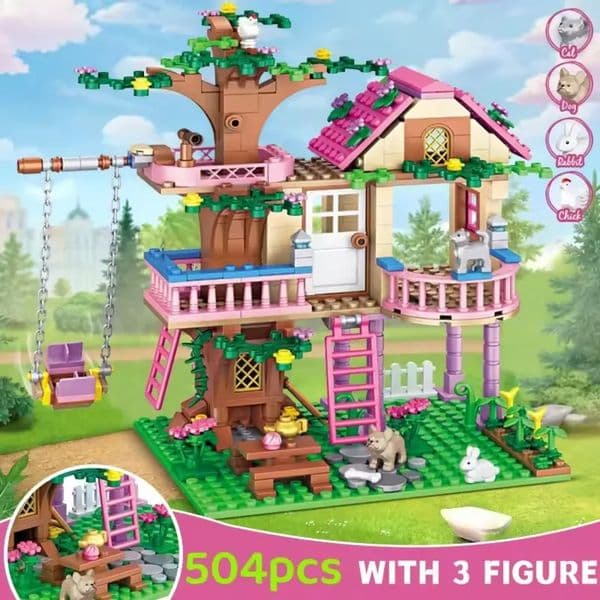 Blind Mystery Box Toy Collectible Friendship Tree House Villa Castle Building Blocks Classic Friends Girls Model Figures Toys