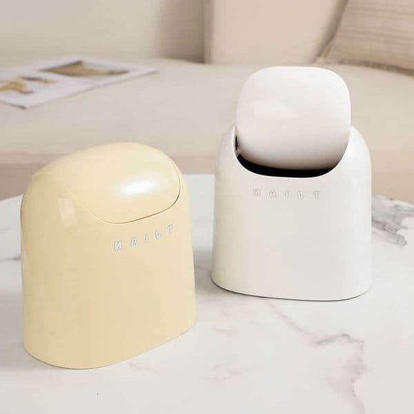 Trash Mini Desktop Bin Small Can Tube with Cover Bedroom Trash Can Garbage Can Clean Workspace Storage Box Desk Small Trash Can C260615