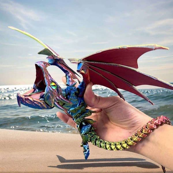 42Cm/16.54In Finger-Biting Dragon Moveable Joints Animal Model Home Desktop Decoration Ornament Gift Collectible Statue J260613