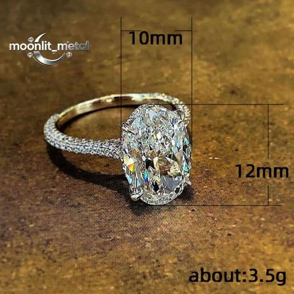 Vintage Oval cut 4ct Lab Diamond Promise Ring 100% Real 925 sterling Silver Engagement Wedding Band Rings For Women Jewelry thumbnail 2