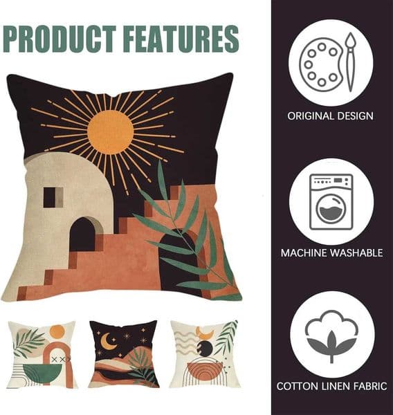 4Pcs Boho Abstract Throw low Covers Sun Moon Star Botanical Cushion Cases for Living Ro Sofa Bedro Modern He Decor J260616