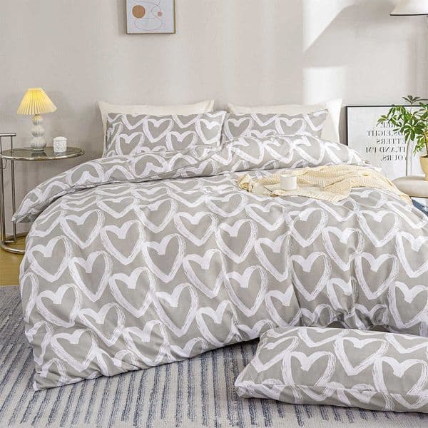 Heart 3pcs/set Print Duvet Cover Set - Blue Gray(1 Duvet Cover 2 caseSoftAnd Skin-Friendly Duvet Cover Bedding Set D260616