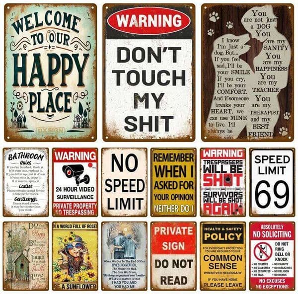 Vintage Plate Tin Plates Bar Retro Metal Sign Wall Art Mural Aesthetic Room Home Decor Items Poster Garage Decoration 26L0616