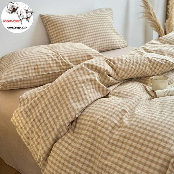 Piece 1 Duvet Cover 100 Cotton Yarn-Dyed Plaid Washed CottonSoft Breathable All Season Bedding Quilt Cover Single Double Full D260616