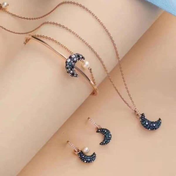 Jewelry Swarovskilied Necklace Sublima Mysterious Blue Necklace For Women Luna Moon Collarbone Chain