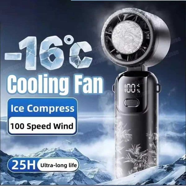 Ice Cooling Handheld Fan 100 Speeds Turbo Portable USB Desk Fan Foldable/Hangable for Outdoor Fast Chill Ice Compress Z260616