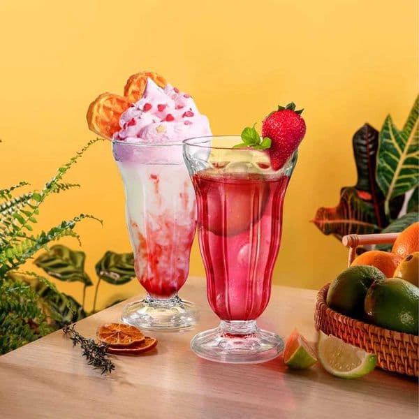 Acrylic Milkshake Glasses 15 OZ Clear Old Fashioned Soda Glass Shatterproof Footed Ice Cream Cups Colada Fountain Glass J260616