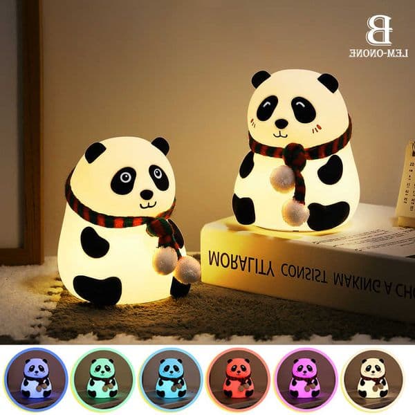 Panda NightLight Cute Patting Silicone Lights Color Changeable Bedroom Decor Atmosphere Lamp for Children Birthday Holiday Gift M260616
