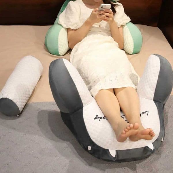 Adjustable Reading 1pc low - Ergonic Back Support Cushion for Bed/Sofa/Floor Gray Quilted Breathable Design J260616