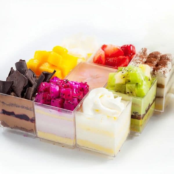 10/20Pcs 60ml Mini Plastic Square Dessert Cups Plastic Yogurt Mousses Dessert Cake Cup Christmas Party Supplies 260615