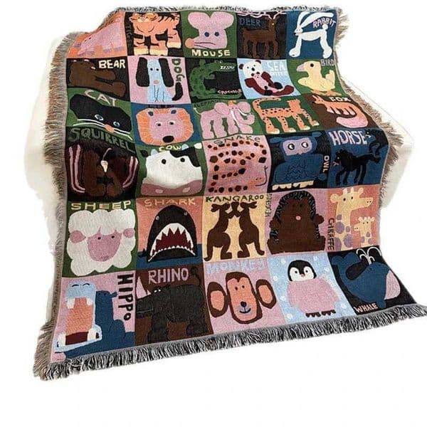 Animal American Decor Plaid Blanket Sofa Towel with Tassel Picnic Camping Bed Cartoon lti-Functional Blanket Drop Shipp Y260616