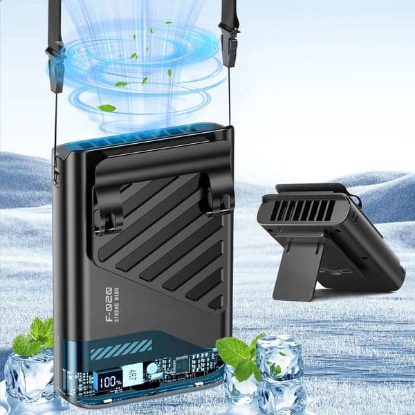 Portable Waist Fan with Belt Clip Light Mute Five Hole Neck Hanging Fan Suitable for Outdoor Travel of Office Desk 260616