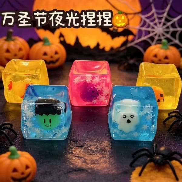 Halloween Themed Glowing Cube Squeeze Toy Cute Character Fidget Sensory Play By Sea