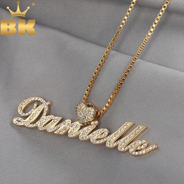 THE BLING KING Custom Stainless Steel Name Choker Personalized Heart Letters Pendant Necklace Accessories For Women Jewelry 260615