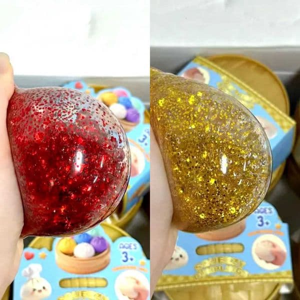 1-12pcs Glitter Dumpling Glitter New Dumpling Squishy with Box Dumplings Sensory Squeeze Toy for Stress Relief L260616
