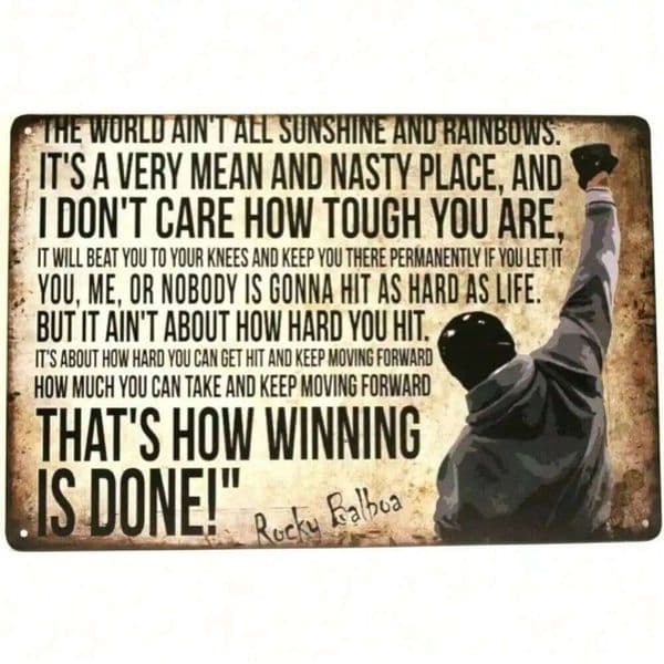 VelfDuel Balboa Quote Metal Sign, Vintage Motivational Wall Art for Garage Bar Man Cave 26L0616