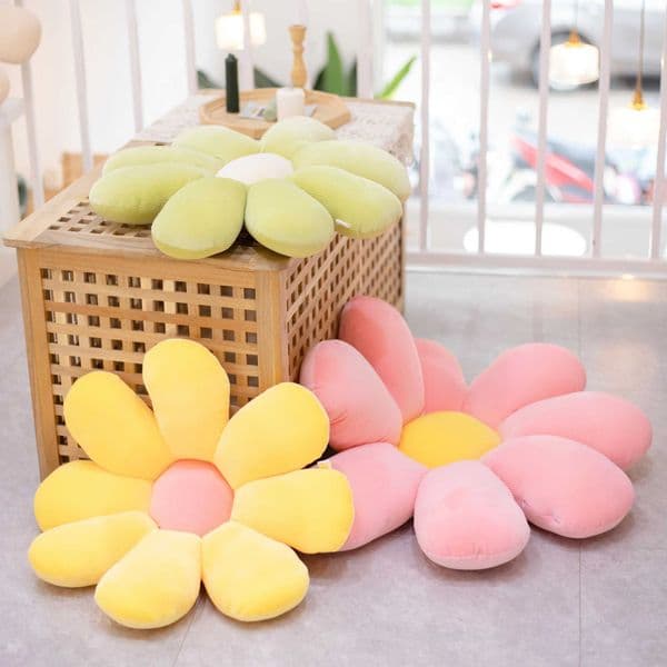 50-80cm Daisy Plush Plant Pillow Lifelike Sunflower Seat Cushion Yellow Pink Beige Chair Flower Pillow C260616