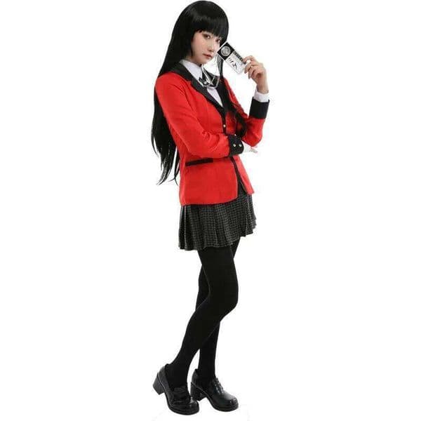 Cosplay.fm Women's Anime Cosplay Costume School Uniform Houndstooth Skirt with ID Card Necklace