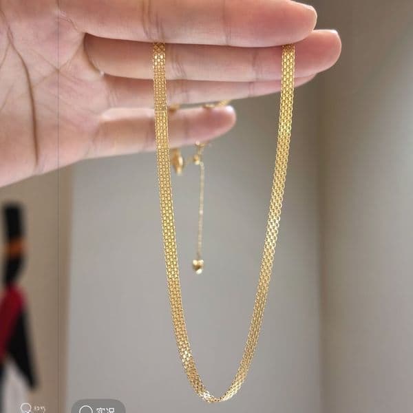 Women Gold Color Multi Layer Herringbone Chain Necklaces Stainless Steel Thin Flat Braided Choker Necklace Waterproof Non Tarnish Fashion Jewelry Gift For Lady