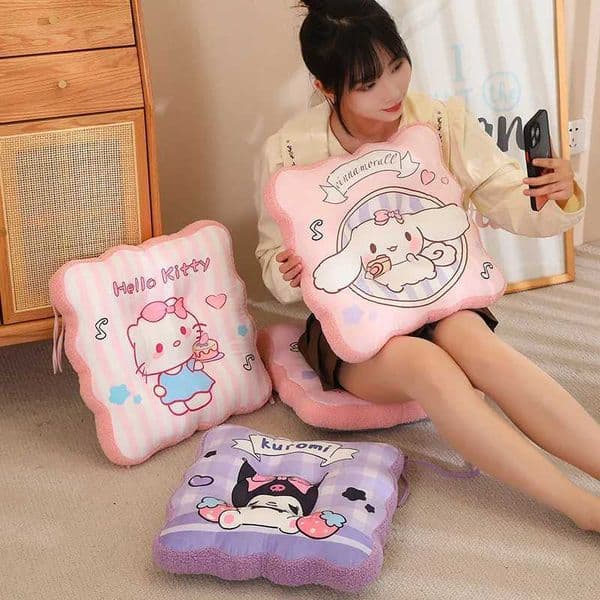 Comfortable Kuromi My Melody Seat Cushion Japanese Style Cartoon Sitting Cushion Back Cushion For Chair Soft Thickened Girl C260616