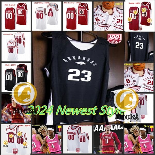 2024 Arkansas Basketball Jersey 0 Justin Smith 6 Layden Blocker 12 Tramon Mark 14 Chandler Lawson 24 Jeremiah Davenport Arkansas Jerseys Custom Stitched