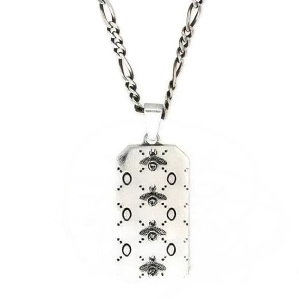 Designer Bee Necklace Retro S925 Silver Plated Pendant Necklace Hip Hop Necklace Bracelet Set for Women Men Vintage Tarnished Necklace Jewelry Gift Premium Quality