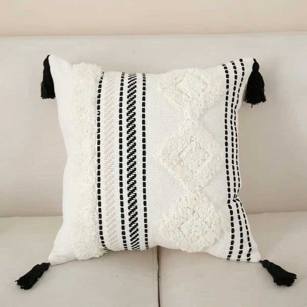 Tassels Sofa low Black White Boho Style Tufted lowcase Main Bay Window Diamond Latt Cushion Bed He Textile Decoration J260616