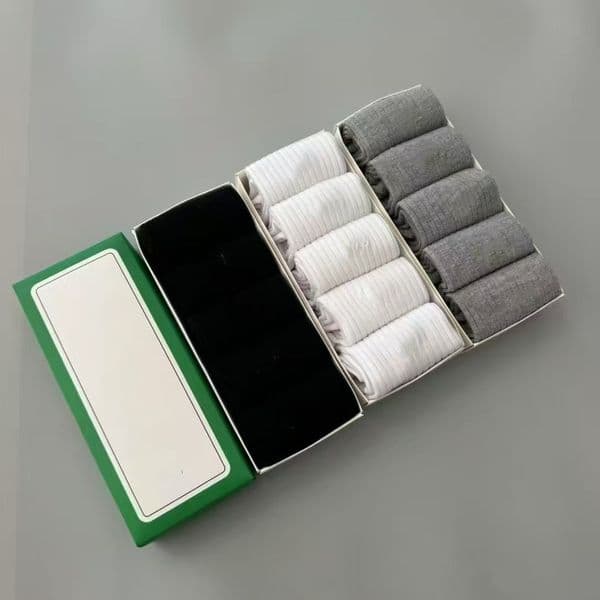 Men's Designer Animal Embroidery Socks Casual Cotton Socks 5 Pairs Gift Box Classic Logo Breathable Sports Mid-tube Socks