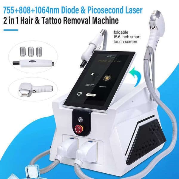 Newest Desktop Ice Diode Laser Hair Removal 808Nm Fast Depilation Skin Whitening Picosecond Tattoo Removal Nd Yag Freckle Mole Removal Machine