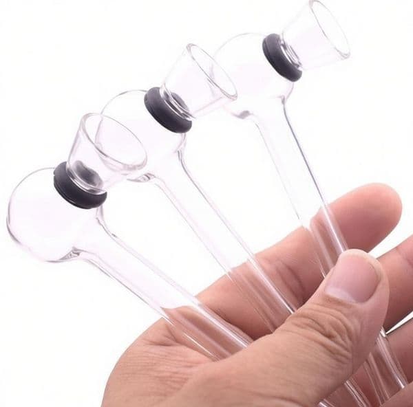 Wholesale Clear Slides Funnel Shape glass oil burner pipe Thick heady mini 4inch Handmade tobacco hand pipes for smoking dry herb