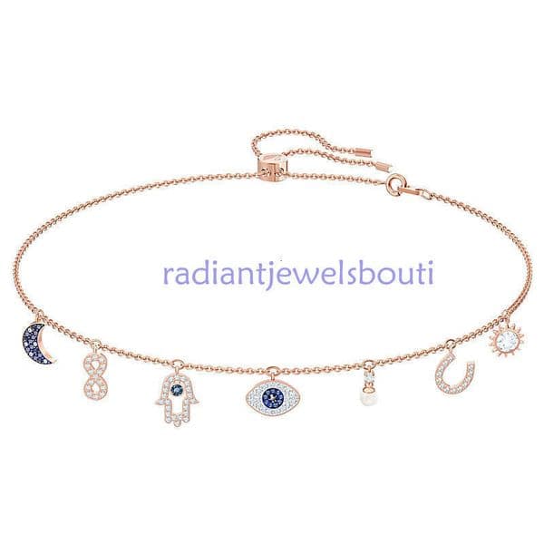 Jewerly Designer For Women Swarovskiliness Necklace Devil's Eye Lucky Hand Horseshoe Necklace Women Element Crystal Clavicle Chain For Women
