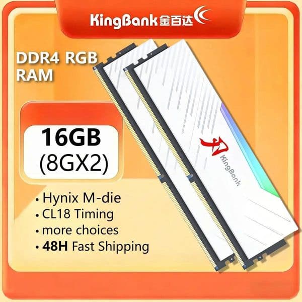 KingBank Origina DDR4 RGB RAM 8GBX2 3600MHz Hynix Chip M-die CL18 High Performance for Desktop PC Memory