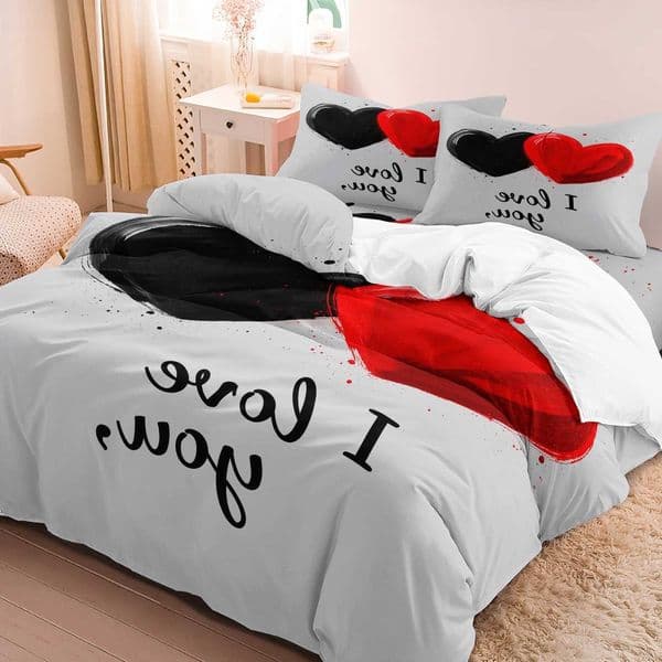 Romantic 3pcs Couple Heart Design Duvet Cover Set For All Seasons For Home And Dorm Use 1 Duvet Cover 2 cases D260616