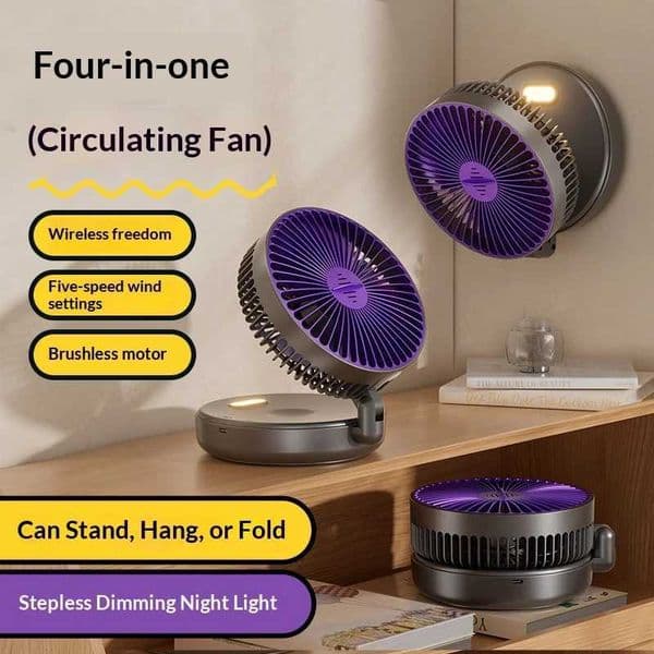 5000mAh Foldable Glow-in-the-Dark Fan Wall Mount Portable Quiet High-Speed Air Circulation Fan for Students Office Desk Fan Z260616
