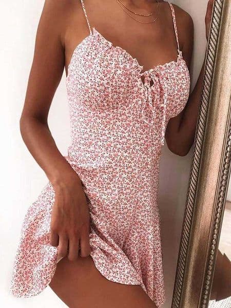 Neck Women Sleeveless Dress V Sexy Painted Print Dress Summer Sweet Mini Dresses Robe vestidos M260617
